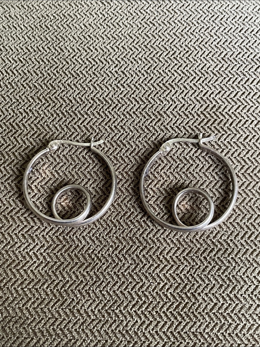 Sterling Silver Loop Hoop Earrings - Picture 3 of 8